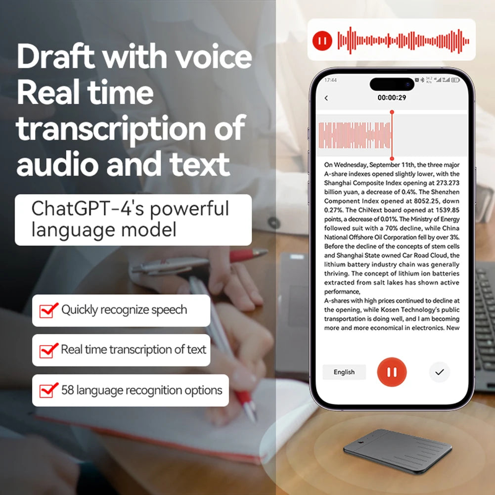 AI Voice Recorder Transcribe & Summarization with ChatGPT Audio Recorder Support 80+ Languages Sound Recorder for Meetings/Calls